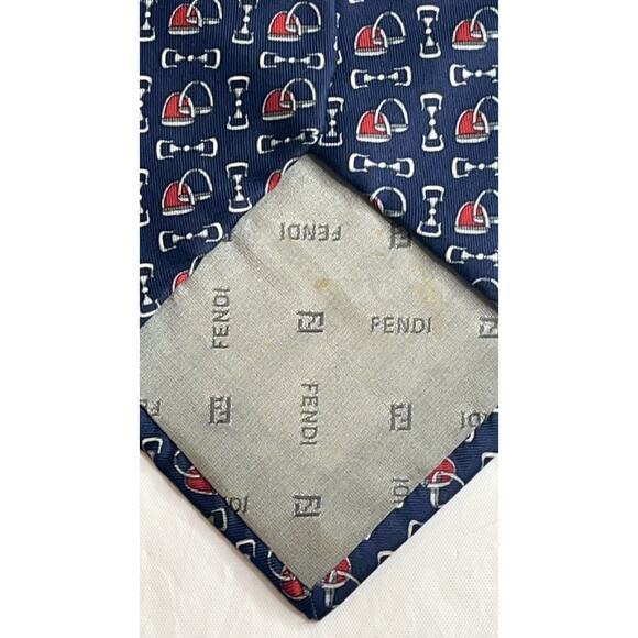 Vintage FENDI Silk Neck Tie - Blue - Made in Italy - Picture 6 of 7